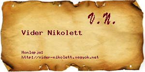 Vider Nikolett névjegykártya